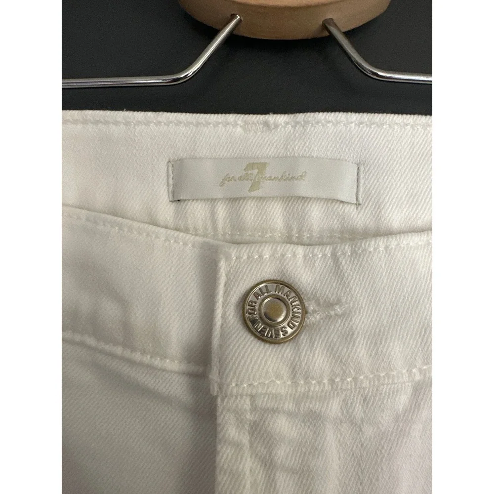 7 For All Mankind White Denim Rolled Up Shorts NEW Size 23
